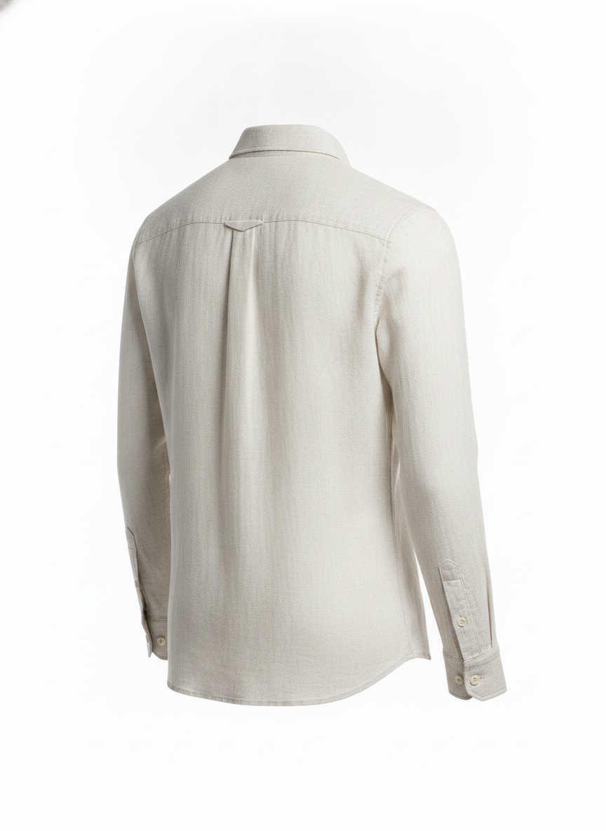 White Casual Linen Blend Overshirt