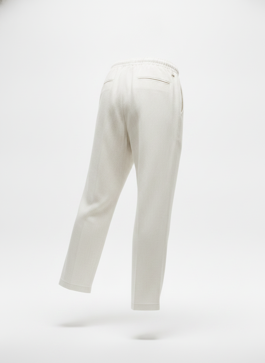 White Relaxed Linen Drawstring Trousers