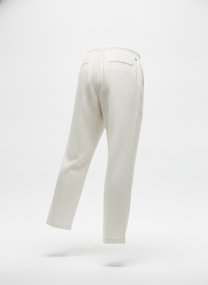 White Relaxed Linen Drawstring Trousers