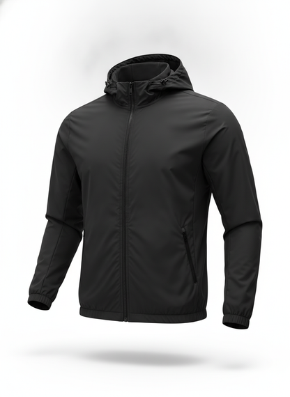 Black Minimalist Zip Up Windbreaker