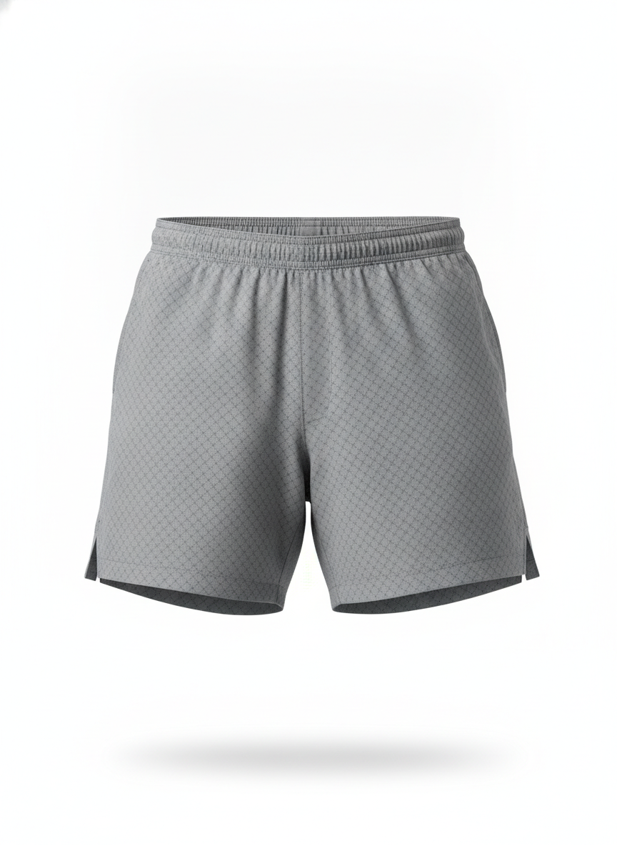 Gray Tech Grid Athletic Shorts