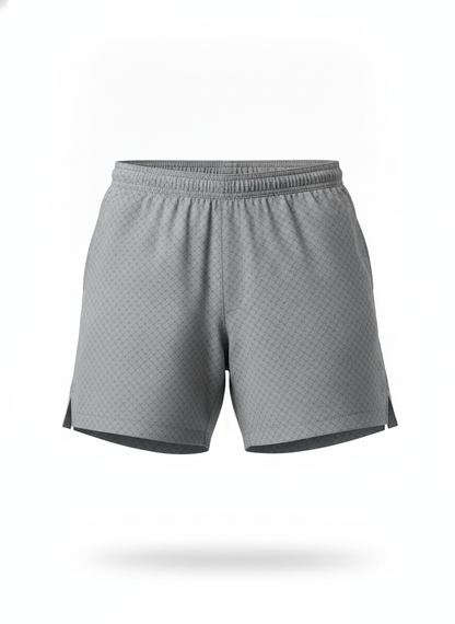 Gray Tech Grid Athletic Shorts