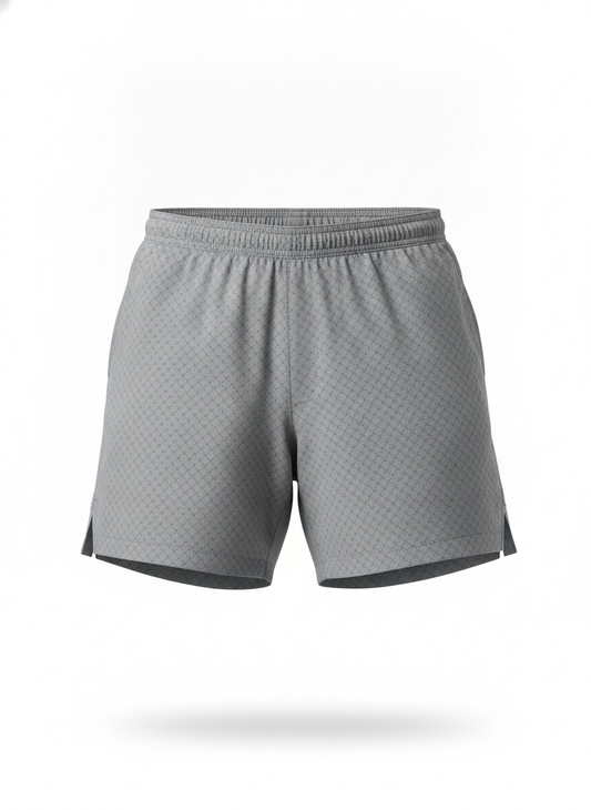Gray Tech Grid Athletic Shorts