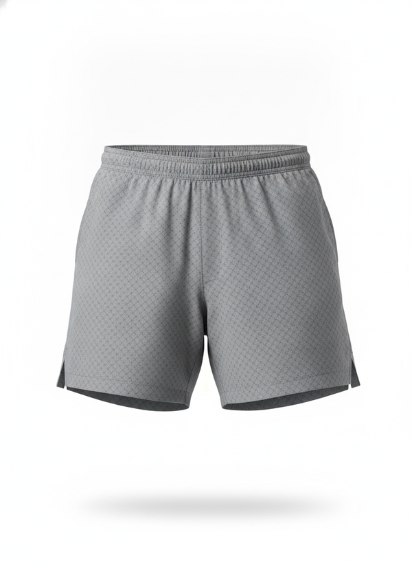 Gray Tech Grid Athletic Shorts