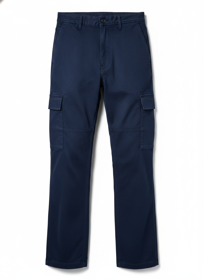 Navy Blue Straight Leg Cargo Pants