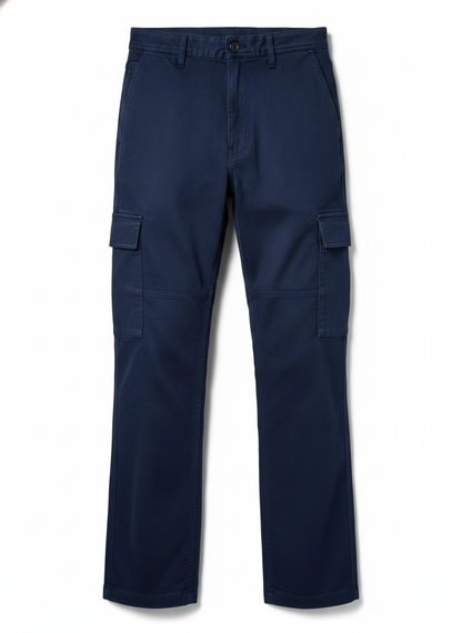 Navy Blue Straight Leg Cargo Pants