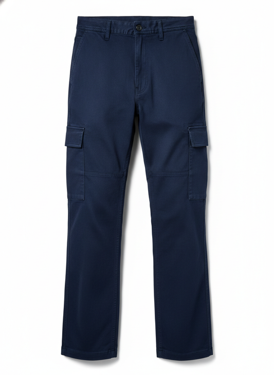 Navy Blue Straight Leg Cargo Pants
