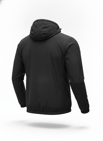 Black Minimalist Zip Up Windbreaker