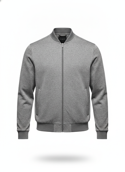 Gray Tech Knit Bomber Jacket