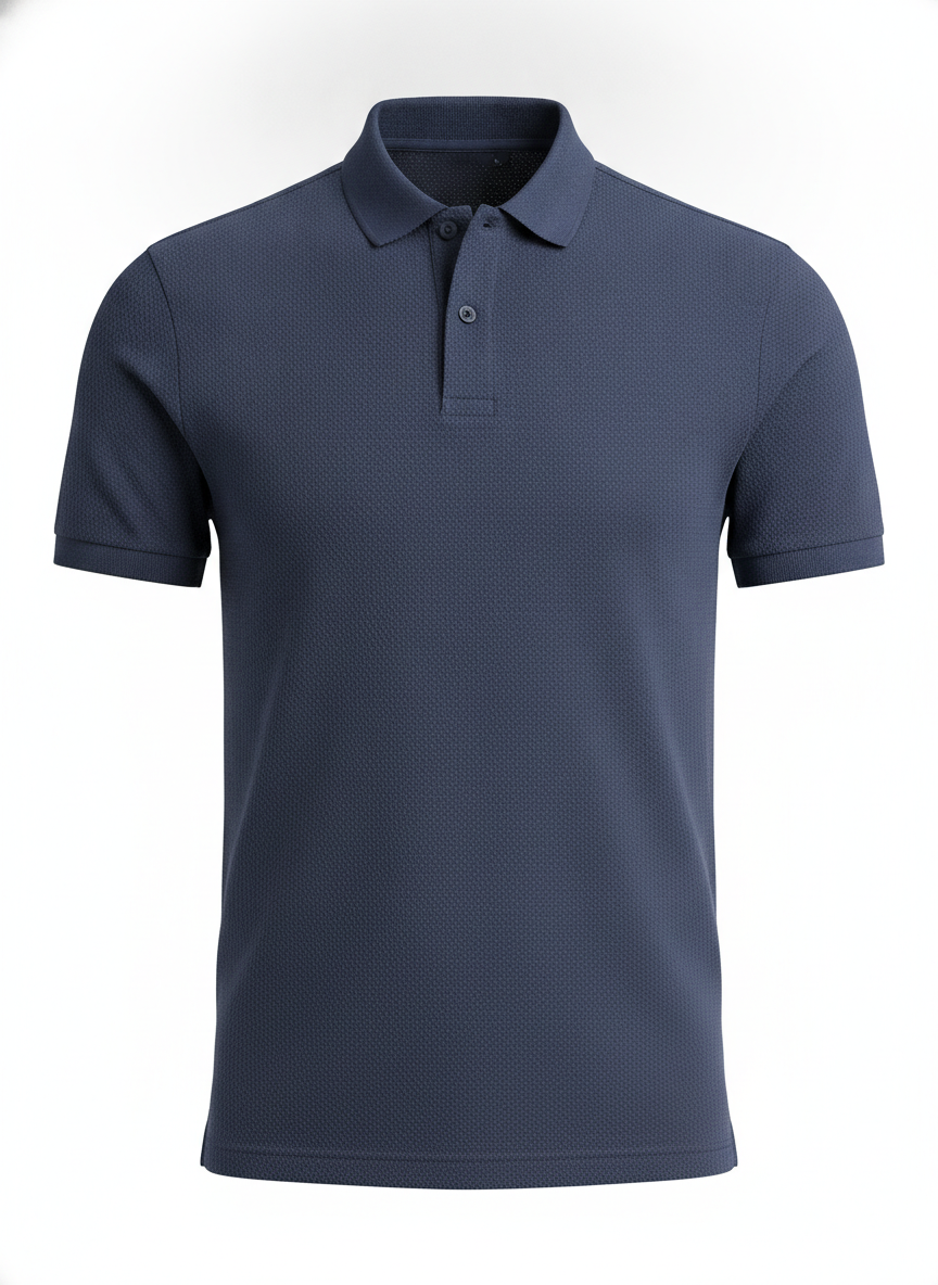 Navy Blue Pique Knit Polo