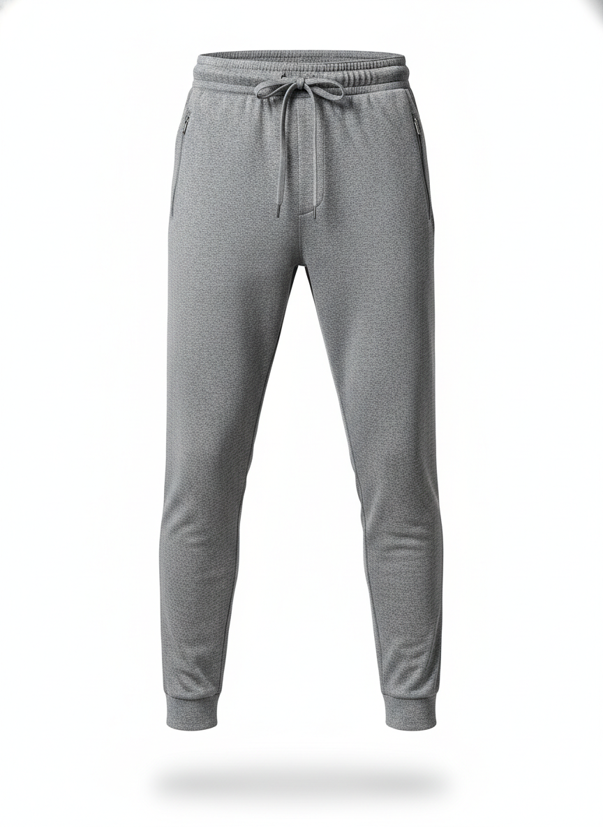 Gray Fine Knit Tapered Joggers