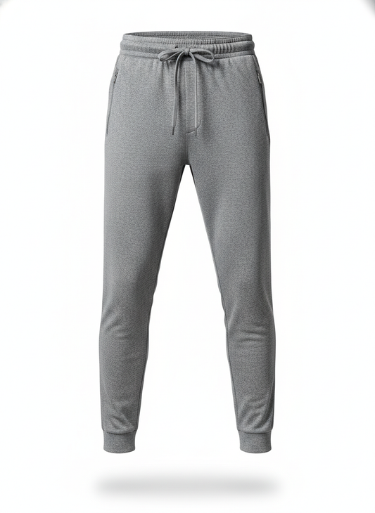 Gray Fine Knit Tapered Joggers