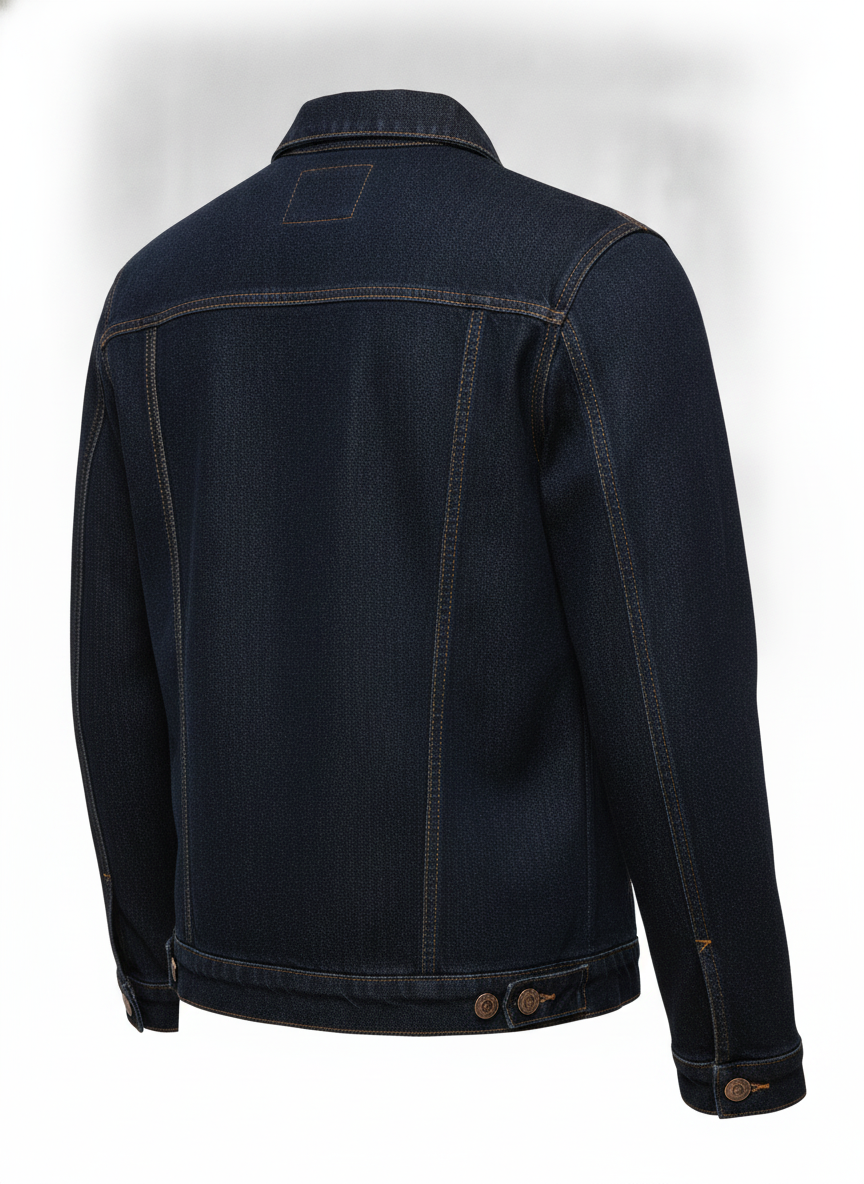 Navy Blue Classic Denim Button Jacket