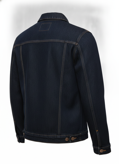 Navy Blue Classic Denim Button Jacket