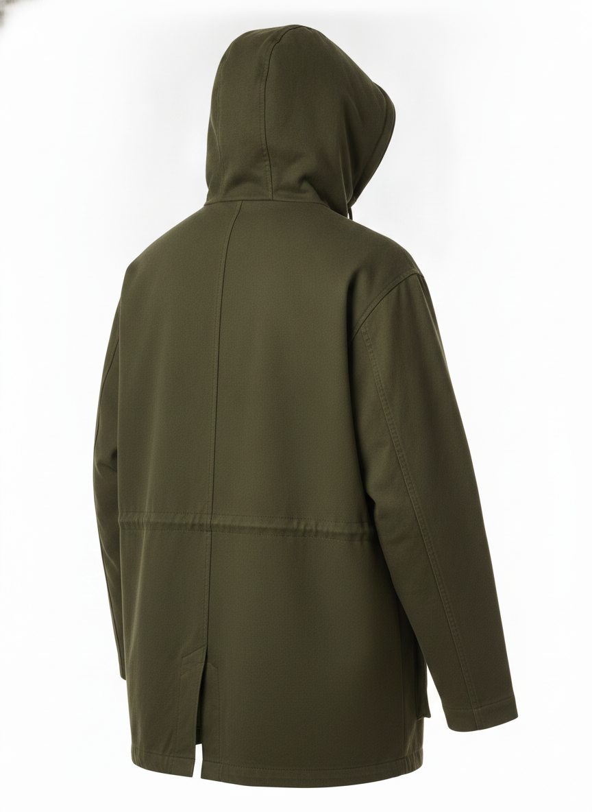Olive Green Hooded Utility Field Jacket