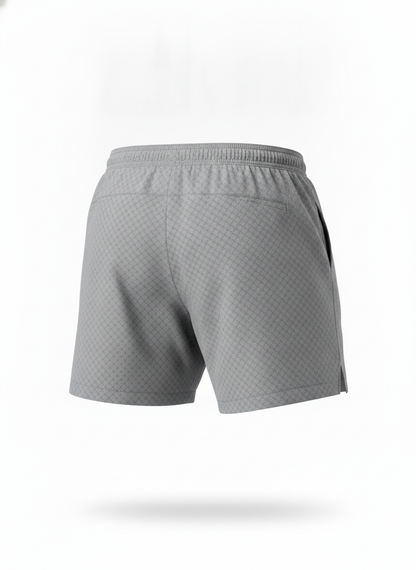 Gray Tech Grid Athletic Shorts