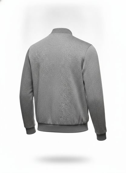 Gray Tech Knit Bomber Jacket